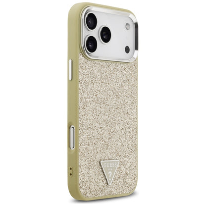 Ovitek MagSafe za Apple iPhone 17 Pro Max, Guess, Glitter Triangle Logo, Zlat
