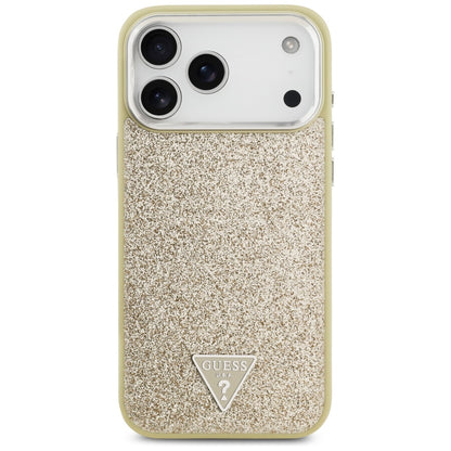 Ovitek MagSafe za Apple iPhone 17 Pro Max, Guess, Glitter Triangle Logo, Zlat