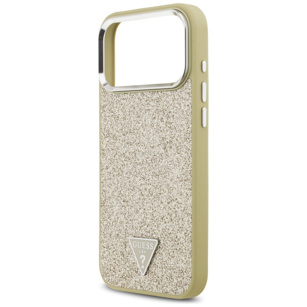 Ovitek MagSafe za Apple iPhone 17 Pro Max, Guess, Glitter Triangle Logo, Zlat
