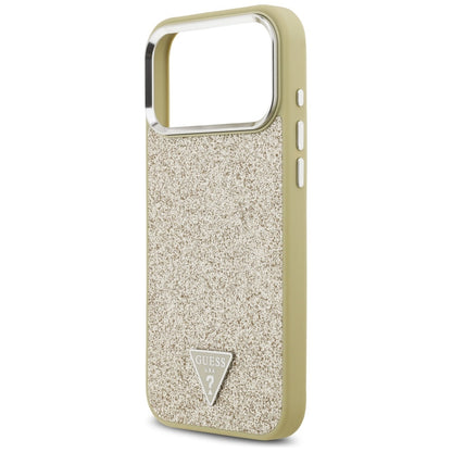 Ovitek MagSafe za Apple iPhone 17 Pro Max, Guess, Glitter Triangle Logo, Zlat