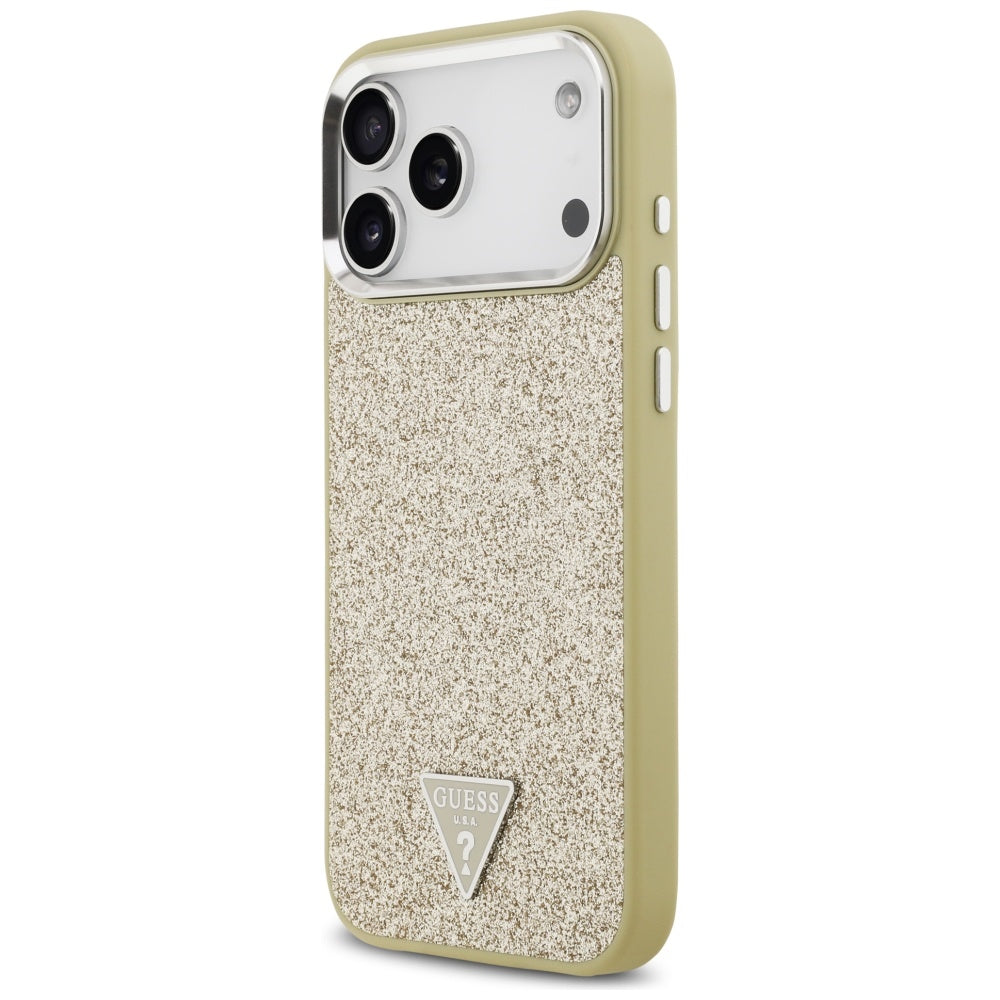Ovitek MagSafe za Apple iPhone 17 Pro Max, Guess, Glitter Triangle Logo, Zlat