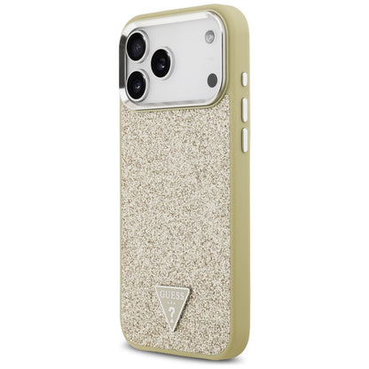 Ovitek MagSafe za Apple iPhone 17 Pro Max, Guess, Glitter Triangle Logo, Zlat