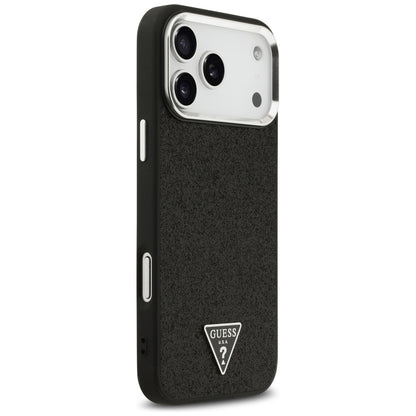 Ovitek MagSafe za Apple iPhone 17 Pro Max, Guess, Glitter Triangle Logo, Črn
