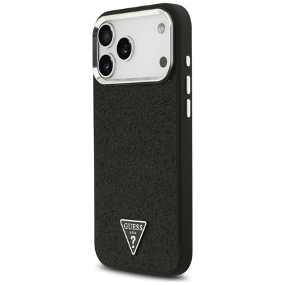 Ovitek MagSafe za Apple iPhone 17 Pro Max, Guess, Glitter Triangle Logo, Črn