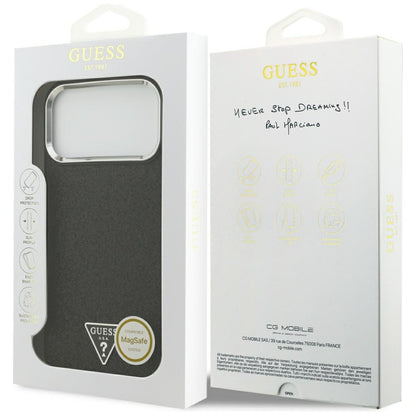 Ovitek MagSafe za Apple iPhone 17 Pro Max, Guess, Glitter Triangle Logo, Črn