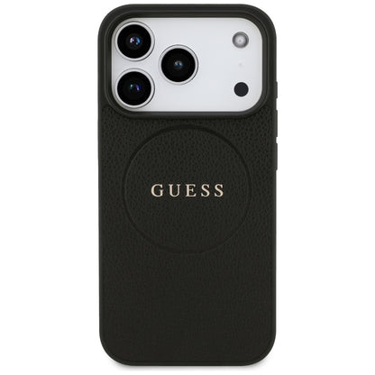 Ovitek MagSafe za Apple iPhone 17 Pro Max, Guess, Grained Gold Ring, Črn