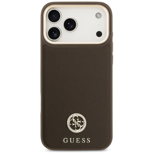 Ovitek MagSafe za Apple iPhone 17 Pro Max, Guess, Grained Strass Logo, Rjava