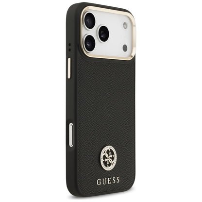 Ovitek MagSafe za Apple iPhone 17 Pro Max, Guess, Grained Strass Logo, Črn