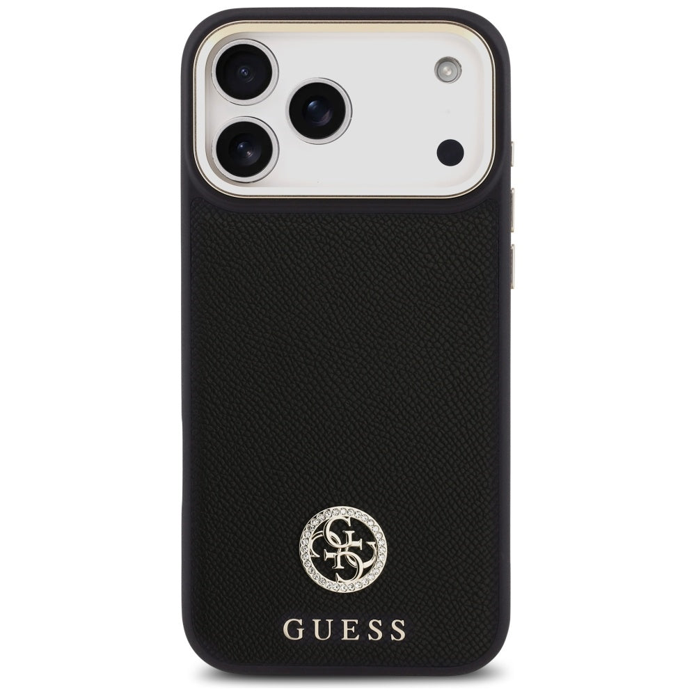Ovitek MagSafe za Apple iPhone 17 Pro Max, Guess, Grained Strass Logo, Črn