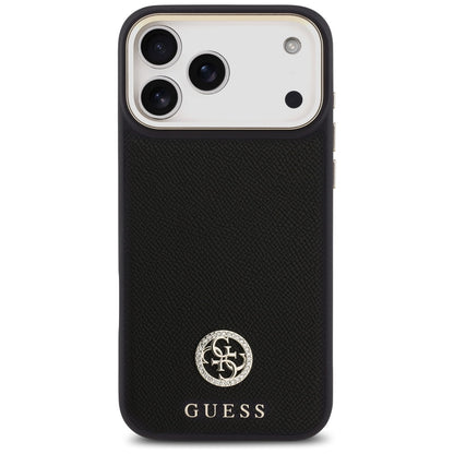 Ovitek MagSafe za Apple iPhone 17 Pro Max, Guess, Grained Strass Logo, Črn