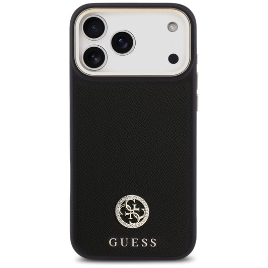 Ovitek MagSafe za Apple iPhone 17 Pro Max, Guess, Grained Strass Logo, Črn