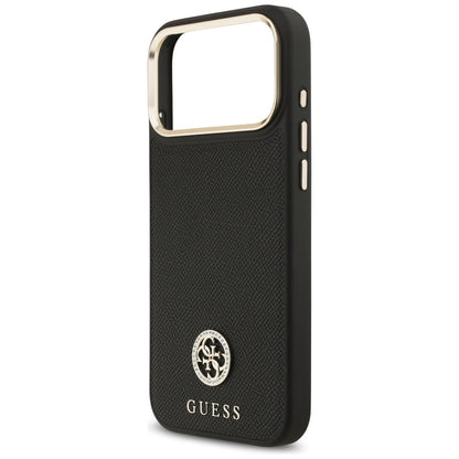 Ovitek MagSafe za Apple iPhone 17 Pro Max, Guess, Grained Strass Logo, Črn