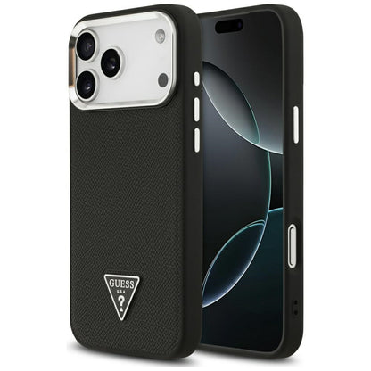 Ovitek MagSafe za Apple iPhone 17 Pro Max, Guess, Grained Triangle Logo, Črn