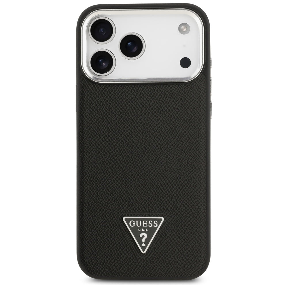 Ovitek MagSafe za Apple iPhone 17 Pro Max, Guess, Grained Triangle Logo, Črn