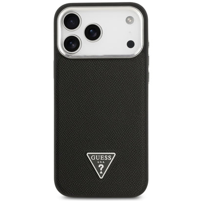 Ovitek MagSafe za Apple iPhone 17 Pro Max, Guess, Grained Triangle Logo, Črn