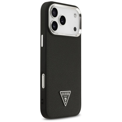 Ovitek MagSafe za Apple iPhone 17 Pro Max, Guess, Grained Triangle Logo, Črn