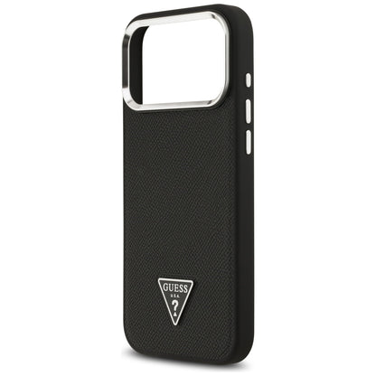 Ovitek MagSafe za Apple iPhone 17 Pro Max, Guess, Grained Triangle Logo, Črn