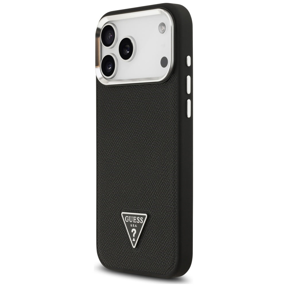 Ovitek MagSafe za Apple iPhone 17 Pro Max, Guess, Grained Triangle Logo, Črn