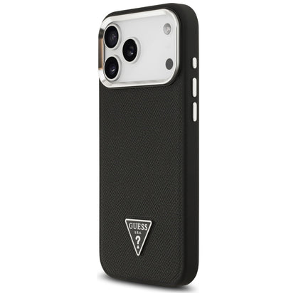 Ovitek MagSafe za Apple iPhone 17 Pro Max, Guess, Grained Triangle Logo, Črn