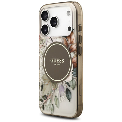 Ovitek MagSafe za Apple iPhone 17 Pro Max, Guess, IML Flower & Tonal Circle, rjava