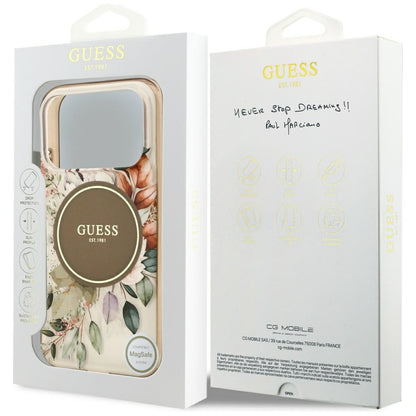 Ovitek MagSafe za Apple iPhone 17 Pro Max, Guess, IML Flower & Tonal Circle, rjava