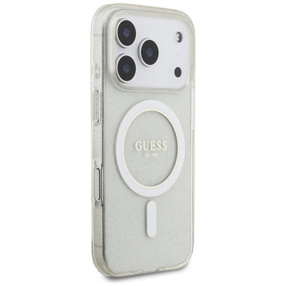 Ovitek MagSafe za Apple iPhone 17 Pro Max, Guess, IML Glitter with Pearl Strap, Prozoren