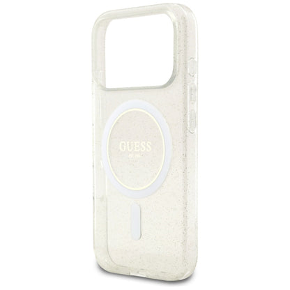 Ovitek MagSafe za Apple iPhone 17 Pro Max, Guess, IML Glitter with Pearl Strap, Prozoren