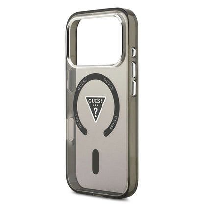 Ovitek MagSafe za Apple iPhone 17 Pro Max, Guess, IML Gradient Triangle Logo, Črno Srebrn