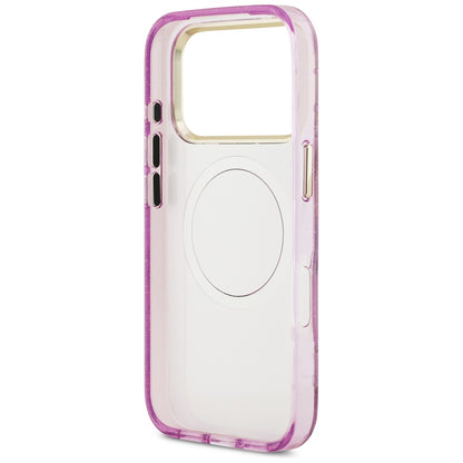 Ovitek MagSafe za Apple iPhone 17 Pro Max, Guess, IML Metal Glitter Flowers Triangle, Vijolična