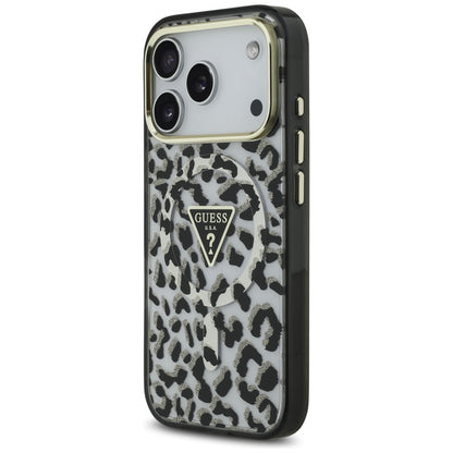 Ovitek MagSafe za Apple iPhone 17 Pro Max, Guess, Leopard Glitter, Črna