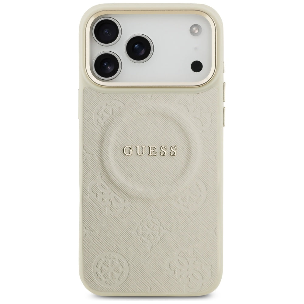 Ovitek MagSafe za Apple iPhone 17 Pro Max, Guess, Peony Hot Stamp, Bež