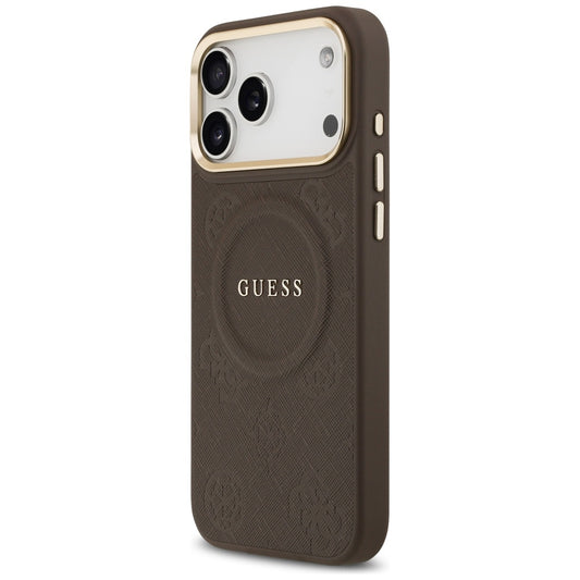 Ovitek MagSafe za Apple iPhone 17 Pro Max, Guess, Peony Hot Stamp, rjava