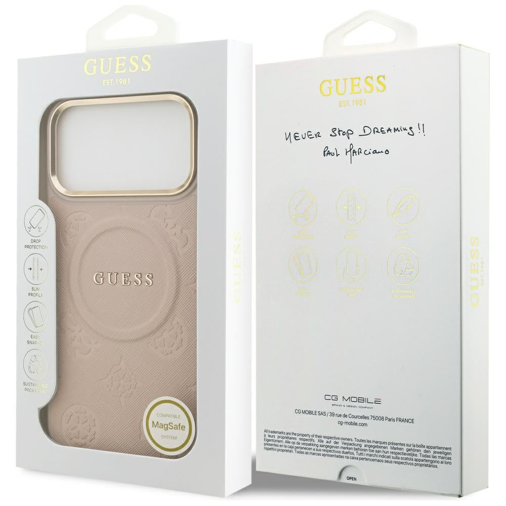 Ovitek MagSafe za Apple iPhone 17 Pro Max, Guess, Peony Hot Stamp, Roza