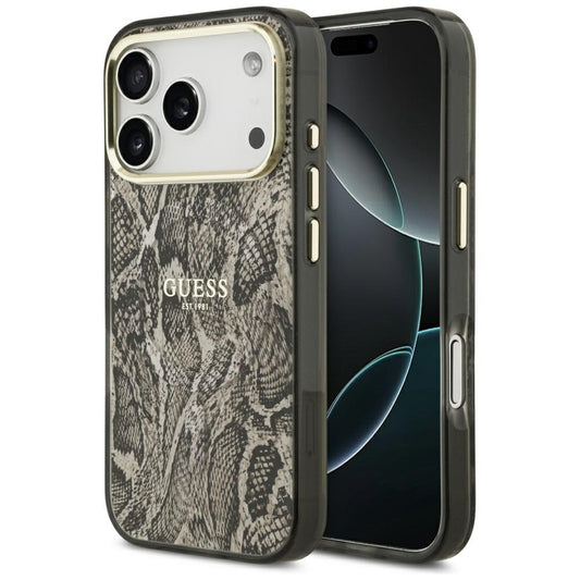 Ovitek MagSafe za Apple iPhone 17 Pro Max, Guess, Python vzorec, rjava