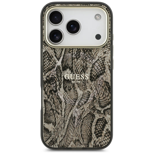 Ovitek MagSafe za Apple iPhone 17 Pro Max, Guess, Python vzorec, rjava