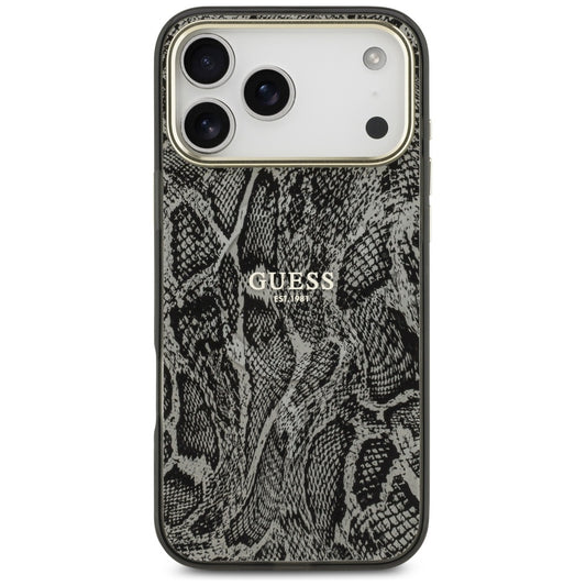 Ovitek MagSafe za Apple iPhone 17 Pro Max, Guess, Python vzorec, Črn