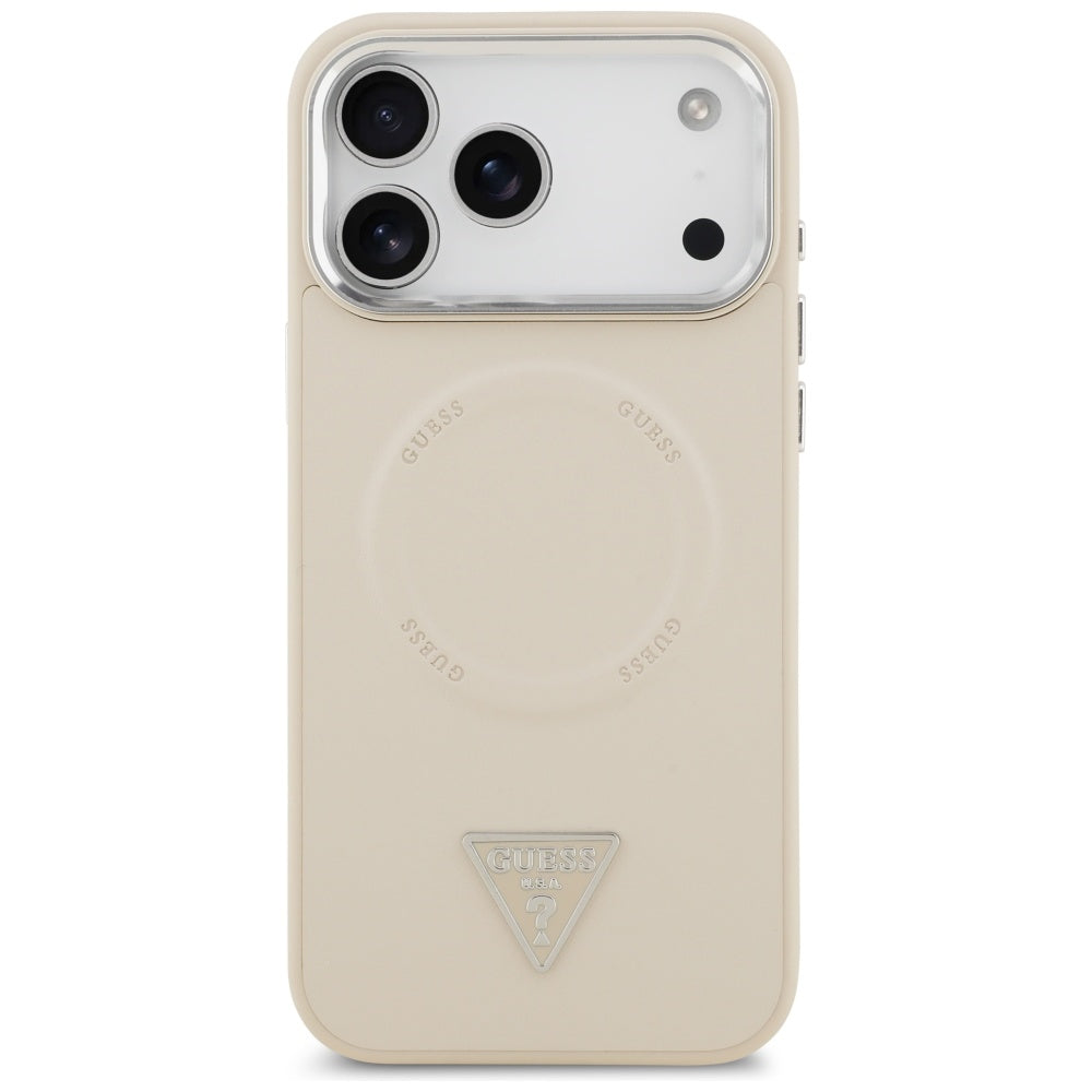 MagSafe ovitek za Apple iPhone 17 Pro Max, Guess, Triangle Logo, Bež Srebrna