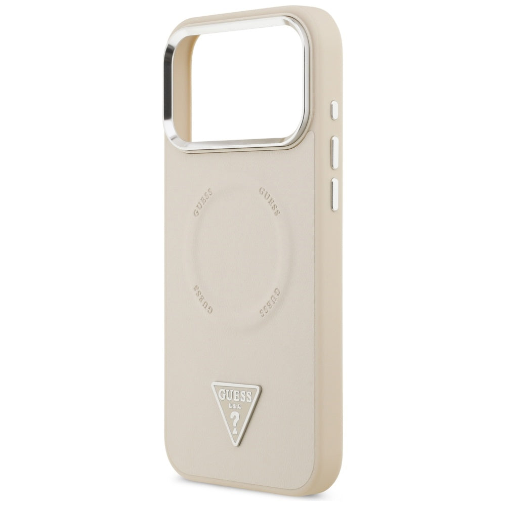 MagSafe ovitek za Apple iPhone 17 Pro Max, Guess, Triangle Logo, Bež Srebrna