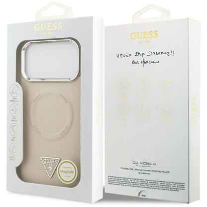 MagSafe ovitek za Apple iPhone 17 Pro Max, Guess, Triangle Logo, Bež Srebrna