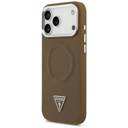 MagSafe ovitek za Apple iPhone 17 Pro Max, Guess, Triangle Logo, Srebrno rjava