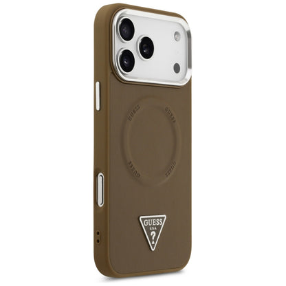 MagSafe ovitek za Apple iPhone 17 Pro Max, Guess, Triangle Logo, Srebrno rjava