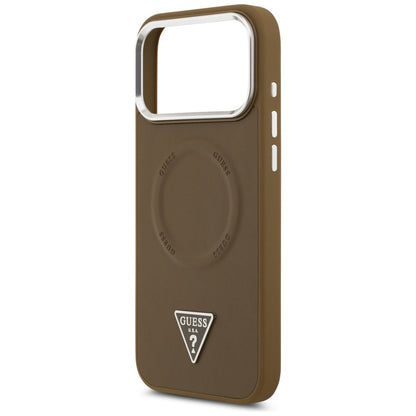 MagSafe ovitek za Apple iPhone 17 Pro Max, Guess, Triangle Logo, Srebrno rjava