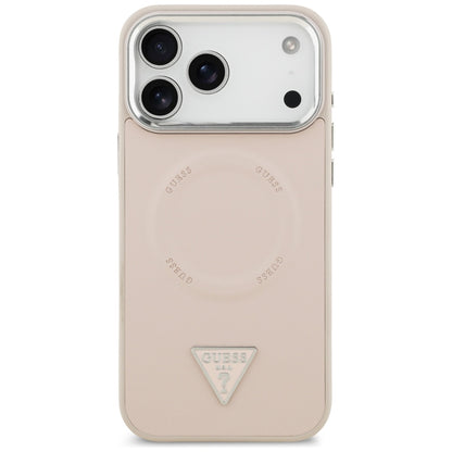 MagSafe ovitek za Apple iPhone 17 Pro Max, Guess, Triangle Logo, Roza Srebrna
