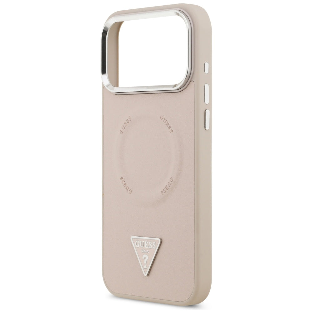 MagSafe ovitek za Apple iPhone 17 Pro Max, Guess, Triangle Logo, Roza Srebrna
