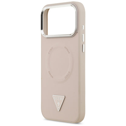 MagSafe ovitek za Apple iPhone 17 Pro Max, Guess, Triangle Logo, Roza Srebrna