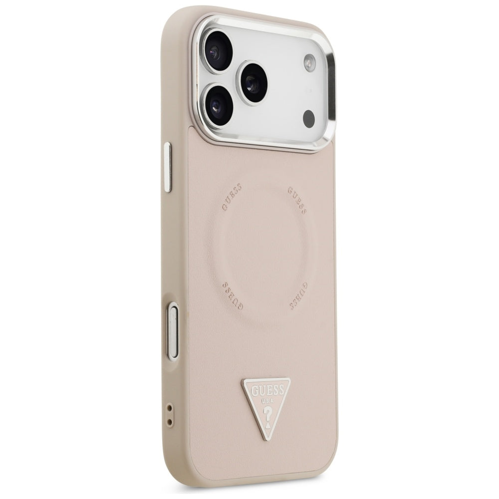 MagSafe ovitek za Apple iPhone 17 Pro Max, Guess, Triangle Logo, Roza Srebrna