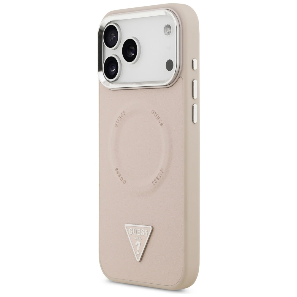 MagSafe ovitek za Apple iPhone 17 Pro Max, Guess, Triangle Logo, Roza Srebrna