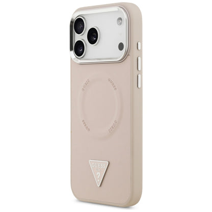 MagSafe ovitek za Apple iPhone 17 Pro Max, Guess, Triangle Logo, Roza Srebrna
