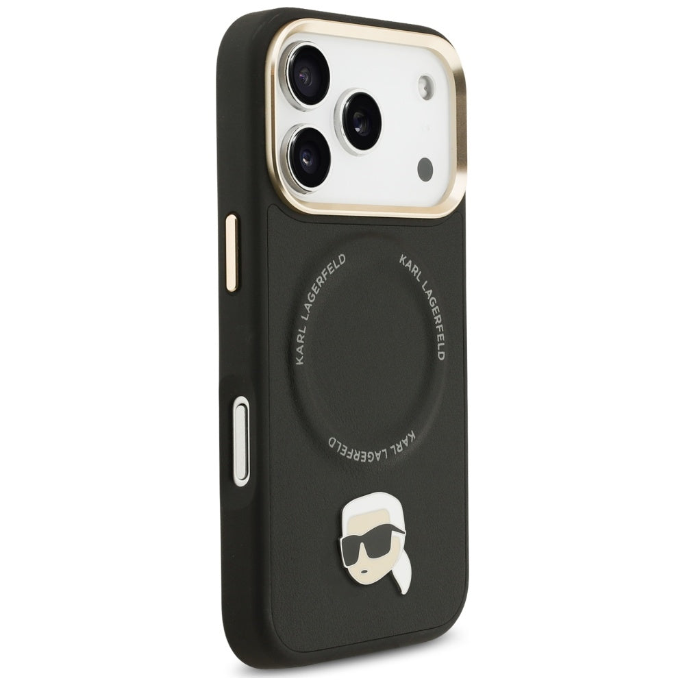 Ovitek MagSafe za Apple iPhone 17 Pro Max, Karl Lagerfeld, Big Strap Karl Metal Logo, Črna