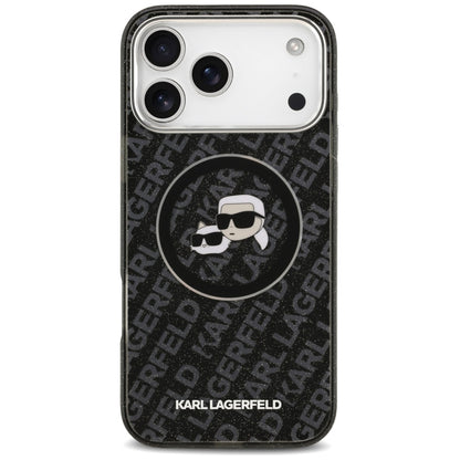 Ovitek MagSafe za Apple iPhone 17 Pro Max, Karl Lagerfeld, Glitter Karl & Choupette Head, črn